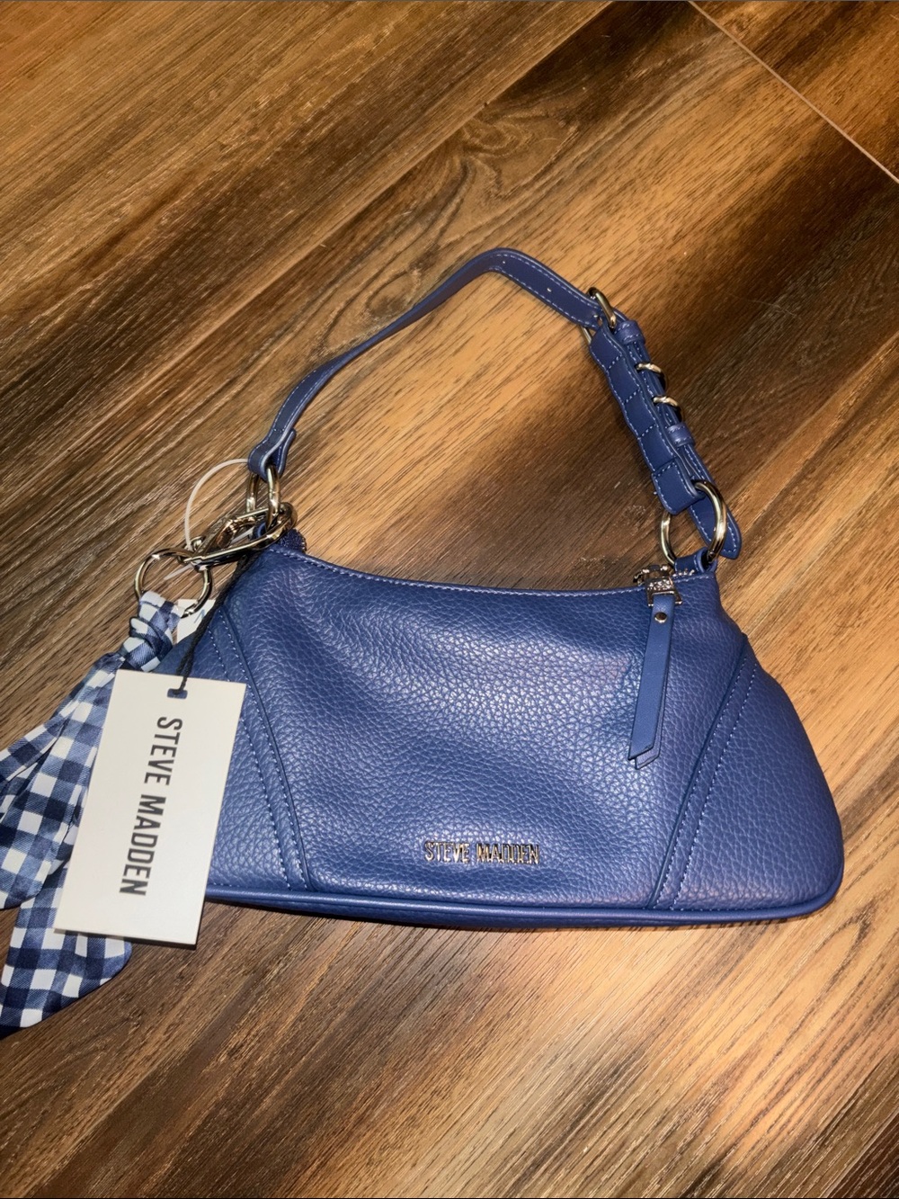 Steve Madden Cobalt Pebble Leather Shoulder Bag